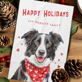 Border Collie Red Heart Bandana Kerstmis Theedoek