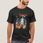 Border Collie Reindeer Christmas Tree Lights Pajam T-shirt (Voorkant)