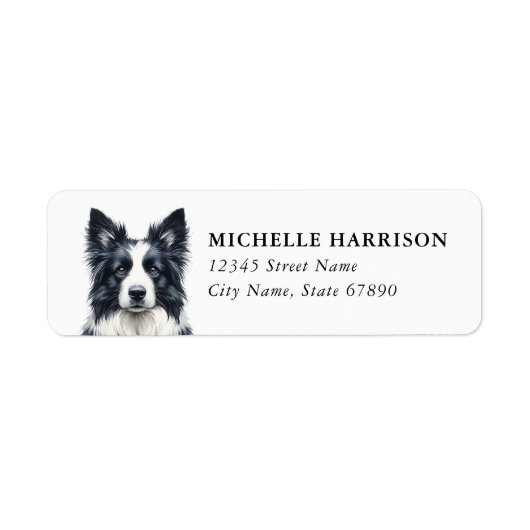 Border Collie Retouradreslabels Etiket (Voorkant)