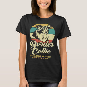 Border Collie Retro Hond Voor Mannen Vrouwen T-shirt