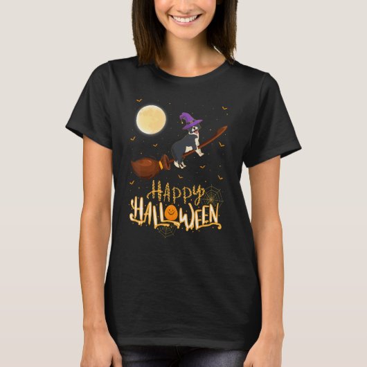 Border Collie Ride Witch Shotgun Border Collie Dog T-shirt (Voorkant)