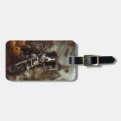 Border Collie Riding Motorfiets Halloween Eng Bagagelabel (Voorkant horizontaal)