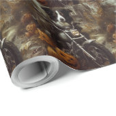 Border Collie Riding Motorfiets Halloween Eng Cadeaupapier (Rol Hoek)