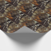 Border Collie Riding Motorfiets Halloween Eng Cadeaupapier (Hoek)