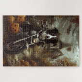 Border Collie Riding Motorfiets Halloween Eng Legpuzzel (Horizontaal)