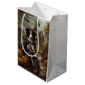 Border Collie Riding Motorfiets Halloween Eng Medium Cadeauzakje (Achterkant Gekanteld)