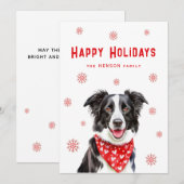 Border Collie Rode Hart Sjaal Kerstmis Feestdagenkaart (Voorkant / Achterkant)