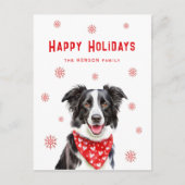 Border Collie Rode Hart Sjaal Kerstmis  Feestdagenkaart (Voorkant)