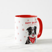Border Collie Rode Hart Sjaal Kerstmis Mok (Voorkant rechts)