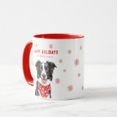 Border Collie Rode Hart Sjaal Kerstmis Mok (Voorkant links)