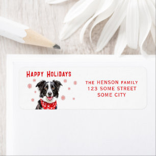 Border Collie Rode Hart Sjaal Retouradres  Etiket