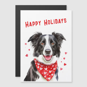 Border Collie Rode Harten Bandana Kerstkaart