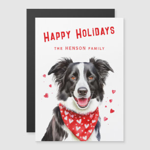 Border Collie Rode Harten Sjaal Kerstkaarten