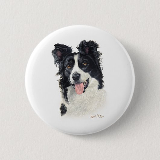 Border Collie Ronde Button 5,7 Cm (Voorkant)