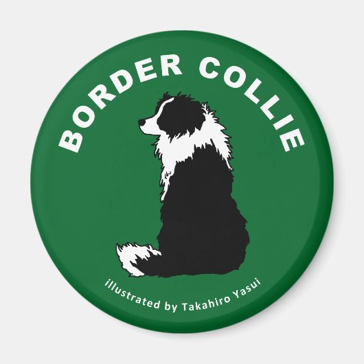 Border Collie ronde magneet (Voorkant)