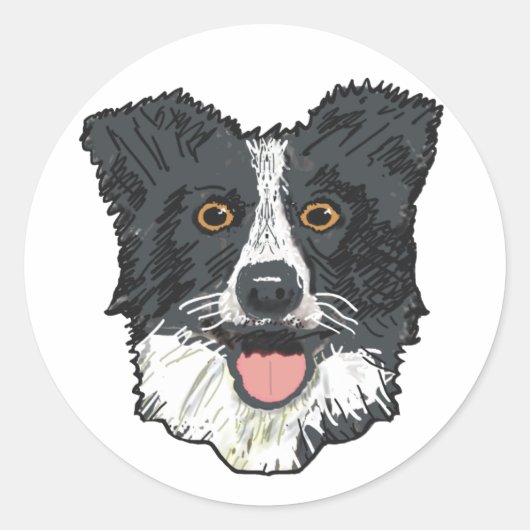 Border Collie Ronde Sticker (Voorkant)