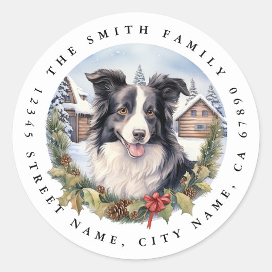 Border Collie ronde Stickers (Voorkant)