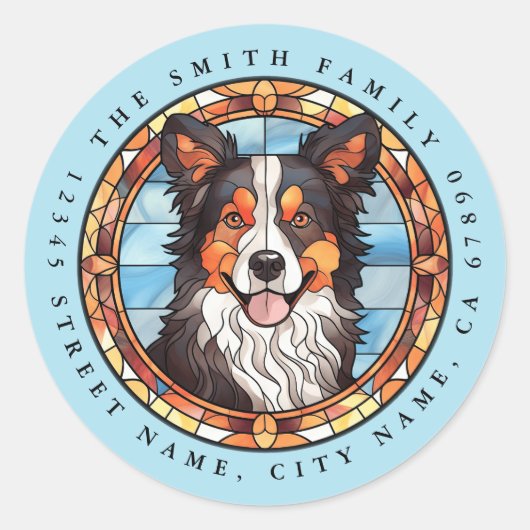Border Collie ronde Stickers (Voorkant)