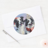 Border Collie Round Christmas Sticker (Envelop)