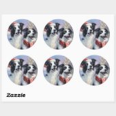 Border Collie Round Christmas Sticker (Vel)