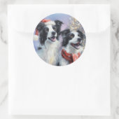 Border Collie Round Christmas Sticker (Tas)