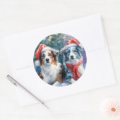Border Collie Round Christmas Sticker (Envelop)