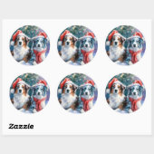 Border Collie Round Christmas Sticker (Vel)