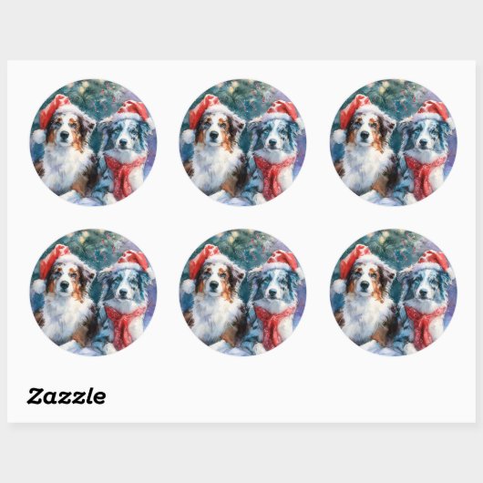 Border Collie Round Christmas Sticker (Vel)