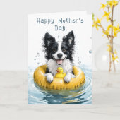 Border Collie Rubberen Ring Eend CV6  Aangepaste M Kaart (Gele Bloem)