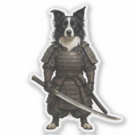 Border Collie Samurai Sticker (Voorkant)