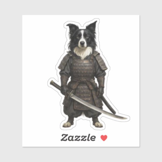 Border Collie Samurai Sticker (Vel)