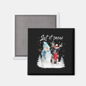 Border Collie Santa Dog Kerstmis Snowman Xmas Paj Magneet (Voorkant / Achterkant)