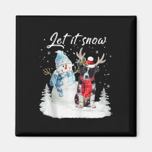 Border Collie Santa Dog Kerstmis Snowman Xmas Paj Magneet