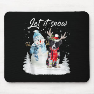 Border Collie Santa Dog Kerstmis Snowman Xmas Paj Muismat