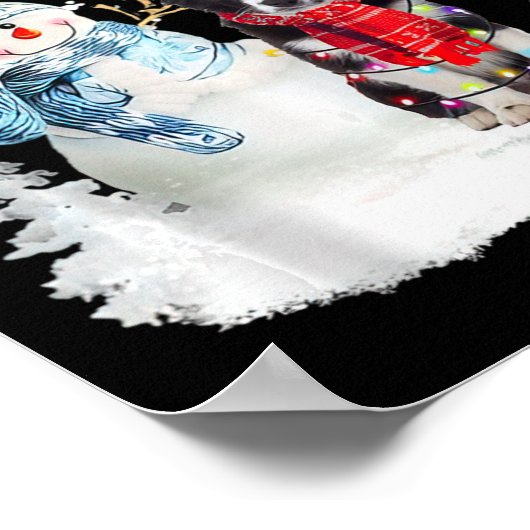Border Collie Santa Dog Kerstmis Snowman Xmas Paj Poster (Hoek)