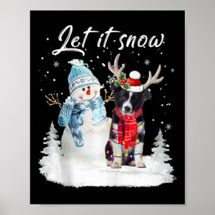 Border Collie Santa Dog Kerstmis Snowman Xmas Paj Poster