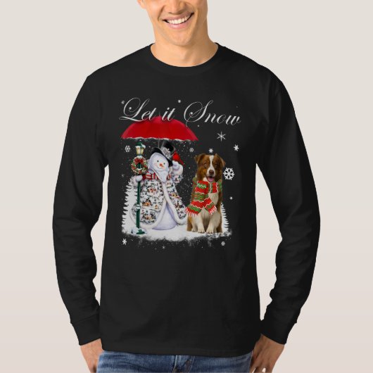 Border Collie Santa Dog Kerstmis Snowman Xmas Paj T-shirt (Voorkant)