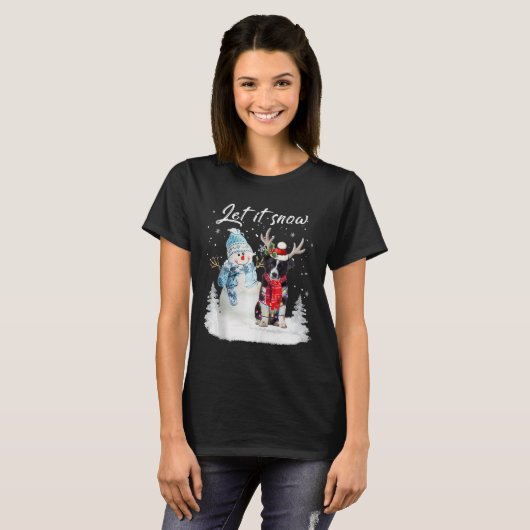 Border Collie Santa Dog Kerstmis Snowman Xmas Paj T-shirt (Voorkant volledig)