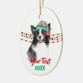 Border Collie Santa Hat Holiday Keramisch Ornament (Links)