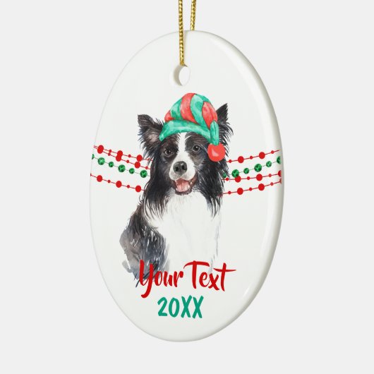 Border Collie Santa Hat Holiday Keramisch Ornament (Links)