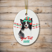 Border Collie Santa Hat Holiday Keramisch Ornament