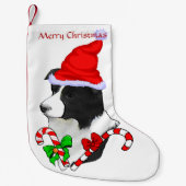 Border Collie Santa Hat Kerstmis Kleine Kerstsok (Voorkant)