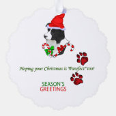Border Collie Santa Hat Kerstmis Ornament Kaart (Achterkant)