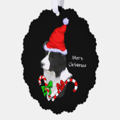 Border Collie Santa Hat Kerstmis Ornament Kaart (Links)