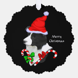 Border Collie Santa Hat Kerstmis Ornament Kaart