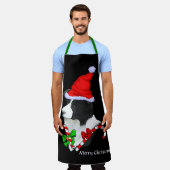 Border Collie Santa Hat Kerstmis Schort (Gedragen)