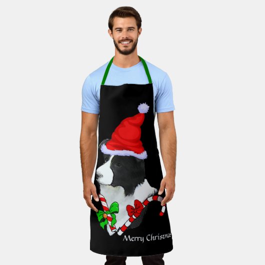 Border Collie Santa Hat Kerstmis Schort (Gedragen)