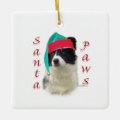 Border Collie Santa Paws Keramisch Ornament (Voorkant)