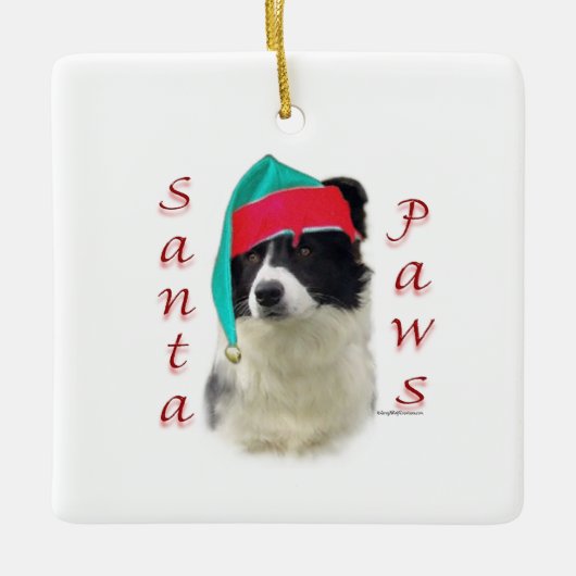 Border Collie Santa Paws Keramisch Ornament (Voorkant)