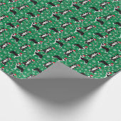 Border Collie Santa Paws kerstsnoepriet Cadeaupapier (Hoek)